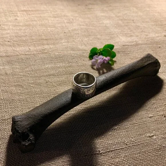 Me & Ro Sterling Silver Wide Sanskrit Ring